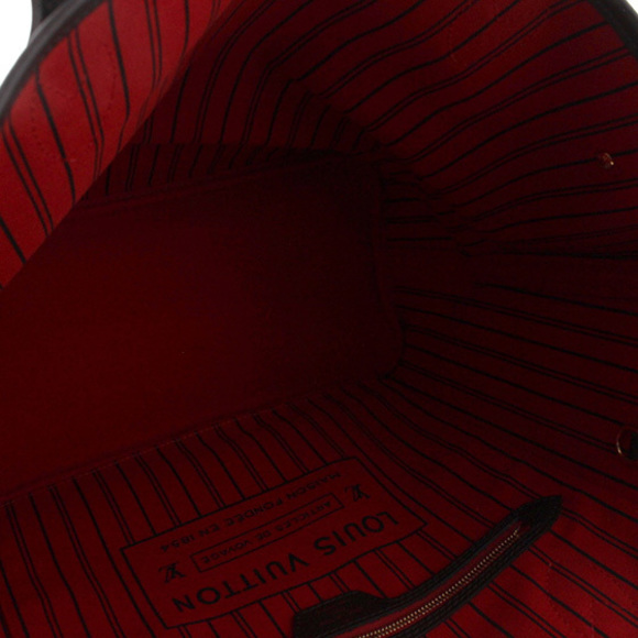 Louis Vuitton Neverfull MM Pouch Damier Ebene Rouge Tote Bag - Picture 7 of 9